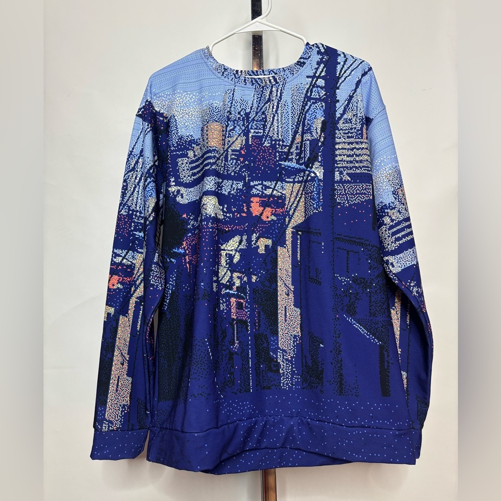 Blue Graphic Long Sleeve Shirt